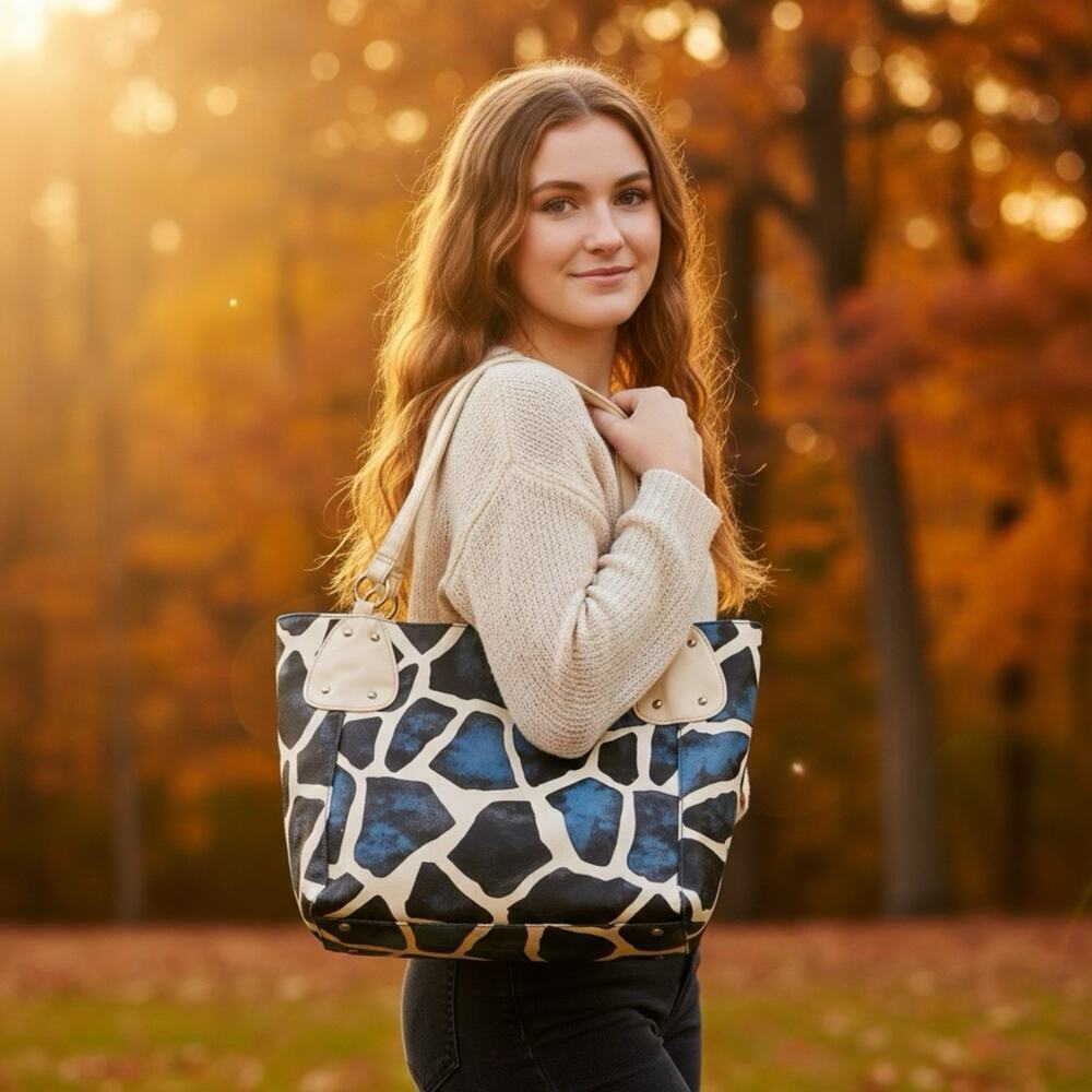 Womens Y2K Tote Bag Vintage Handbag Punk Shoulder Purse Faux Leather AnimalPrint